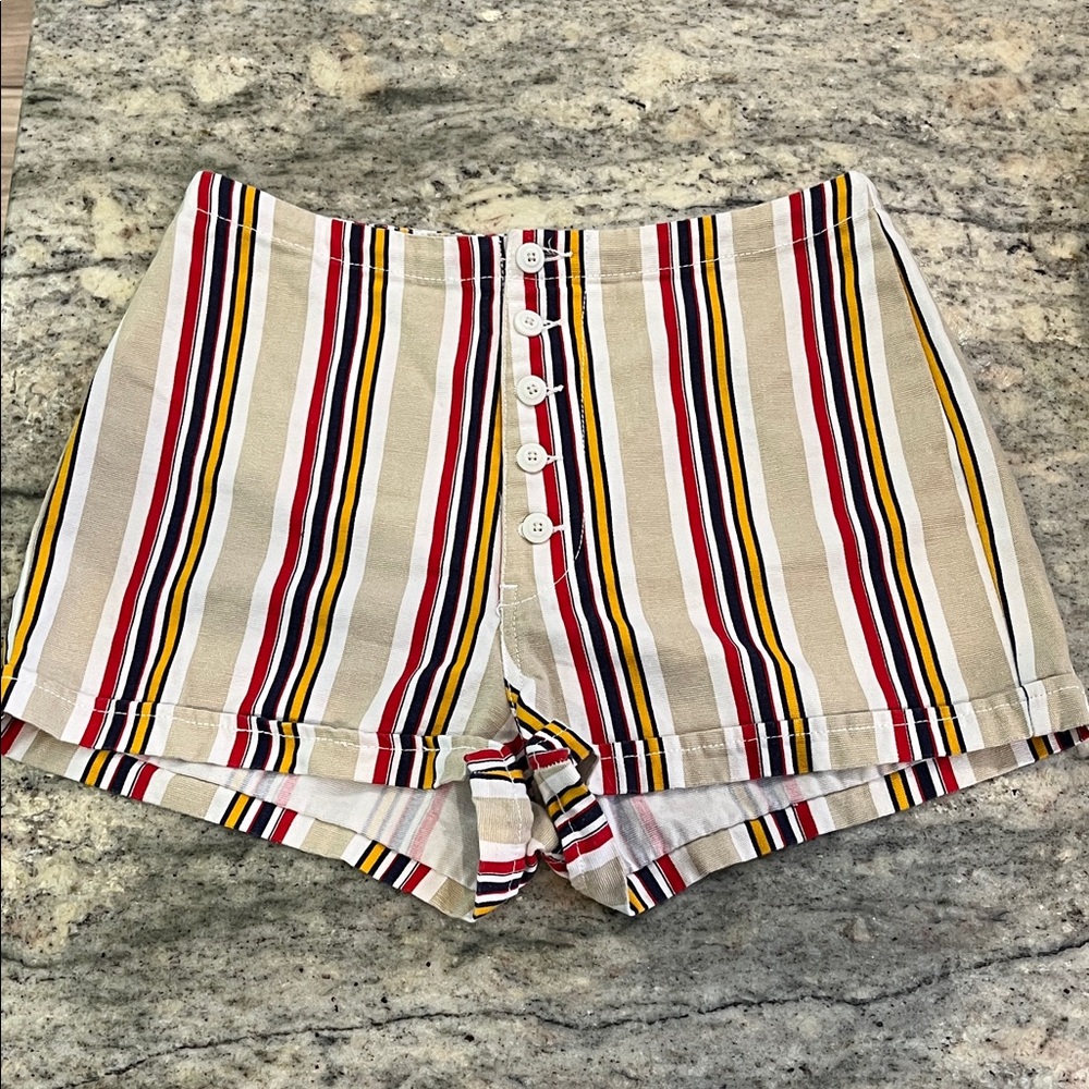 Like New Urban Outfitters Retro Striped High Waist Cotton Shorts Sz 4